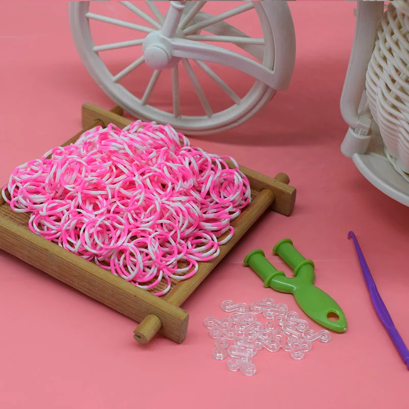 Pink Горячие Diy игрушки браслет из резиновых полос для детей или волос Резиновые ткацкие ленты заправка резиновый браслет сделать тканый браслет DIY подарок - Цвет: Pink