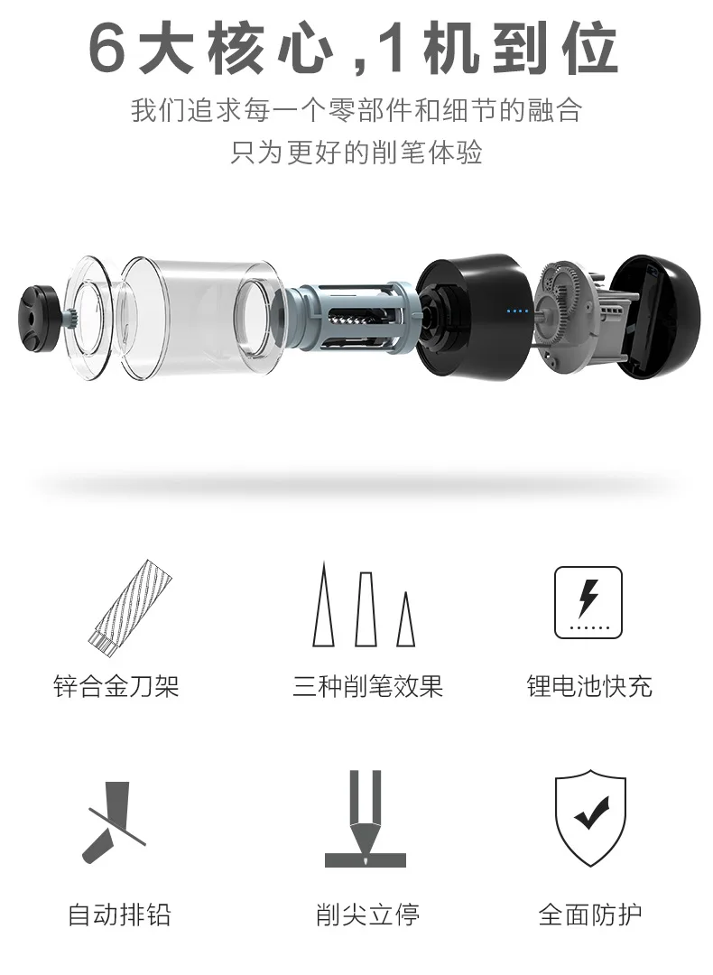 Tenwin Art, профессиональная электрическая точилка для карандашей, Usb зарядка, автоматическая точилка для карандашей для детей, канцелярские принадлежности, школьные принадлежности