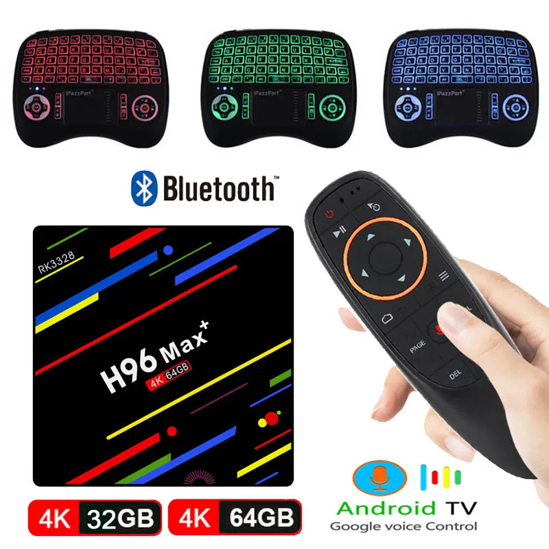 H96 MAX PLUS ТВ приставка RK3328 Smart 4K HD 4G 64G Android 8 1 четырехъядерный Google Голосовое
