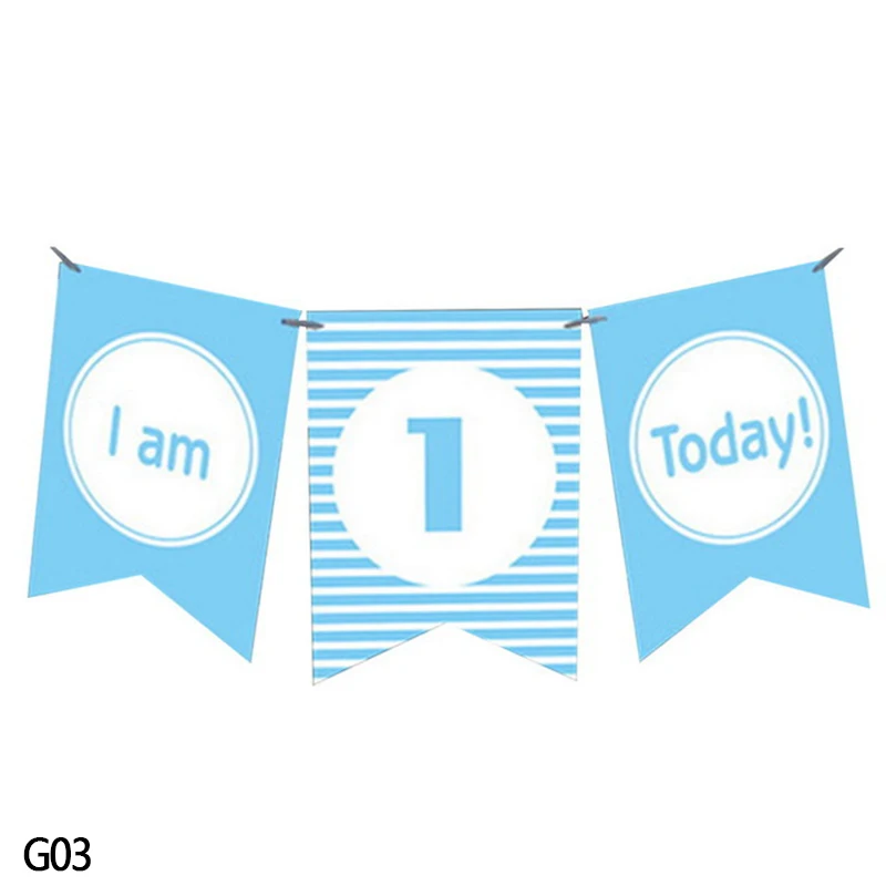 G03 1 комплект I am 1 Today подвесные украшения бумажный флаг прекрасный день рождения Бантинг для маленьких девочек и мальчиков один год реквизит для фото вечеринок украшения - Цвет: G03