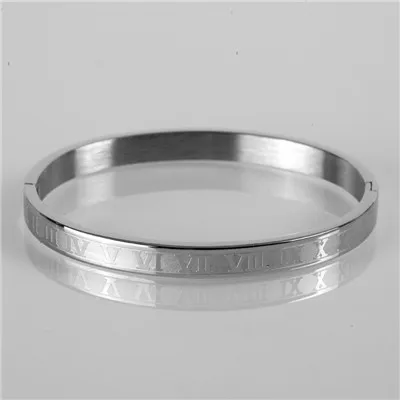 Men And Silver Mcllroy, мужской Браслет-манжета, браслет из нержавеющей стали, розовое золото, браслет с резьбой, римская цифра, классические ювелирные изделия, высокое качество 328 - Окраска металла: Men And Silver
