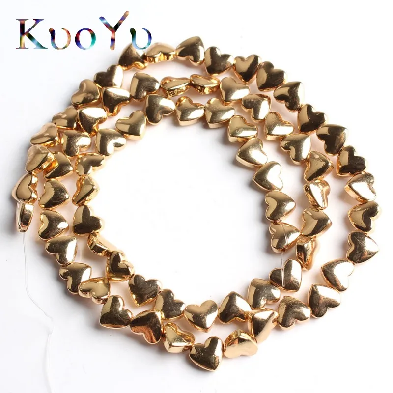 6x5MM Natural Stone Love Heart Hematite Rose Gold Silver Plated Beads High Quality Loose For Jewelry Making DIY Bracelet | Украшения и