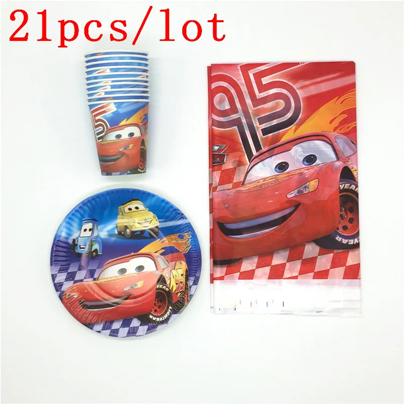 Pop 21 шт/партия disney Lightning McQueen Автомобильная тематическая Бумажная скатерть тарелки чашки события вечерние поставки детские украшения на день рождения