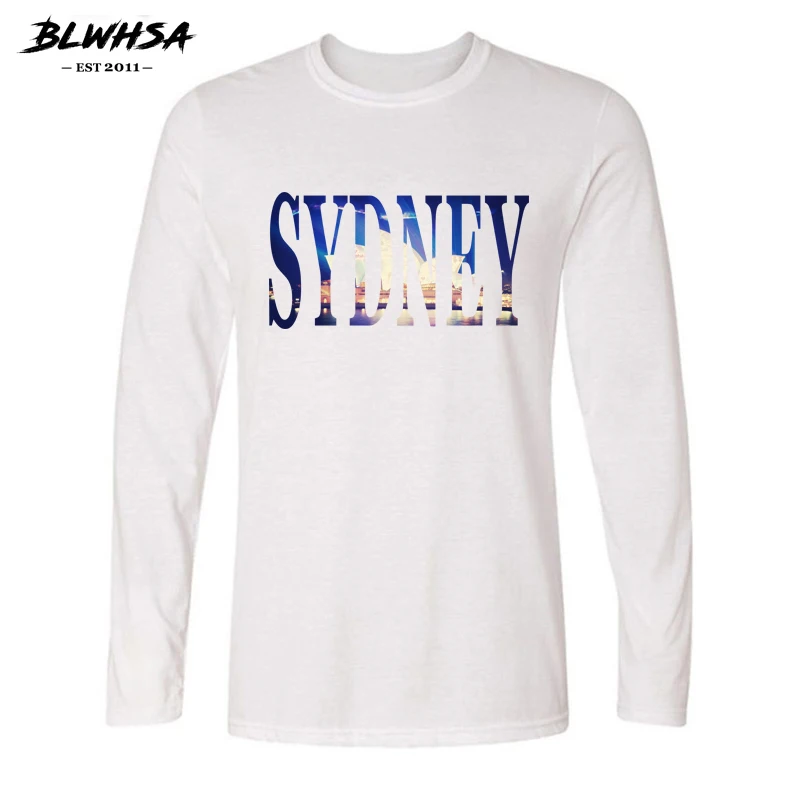 Мужская хлопковая футболка с длинным рукавом принтом и принтом|t shirts for men|brand t