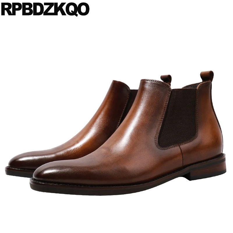 

Ботинки Челси мужские кожаные, прочные полуботинки из натуральной кожи, коричневые удобные, ботинки ручной работы, осень 2021