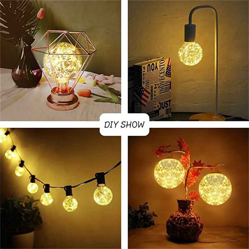 

4pc Copper Wire Light 3W 200lm E27 LED Filament Bulbs G95 33 LED Starry Decorative Warm White AC85-265V Starry Sky Chirstmas LED