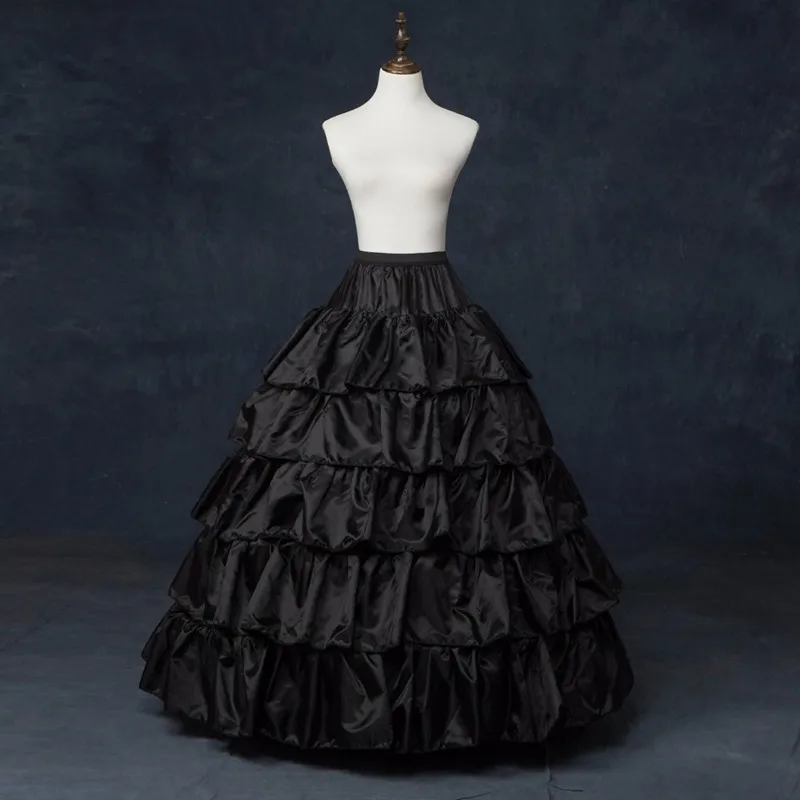 В наличии 5-слойная черная подъюбник с оборками бальное платье недорого кринолин