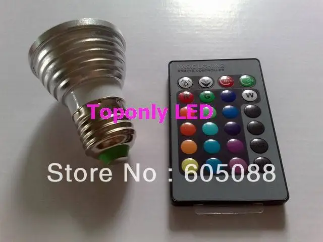 E27 3 Вт rgb Светодиодная лампа прожектор AC85 220V + ИК пульт дистанционного управления