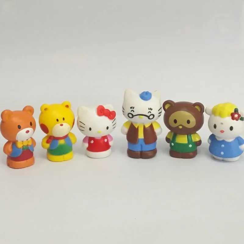 6 шт./компл. Милая Белая Мини-фигурка Hello KITTY детские игрушки сделай сам