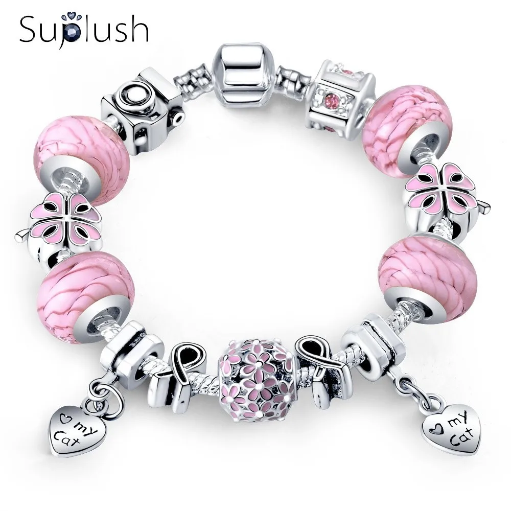 Suplush New Collection Bohemia Bracelets &amp Bangles Multicolor Enamel Flower Beads Bracelet Original Women Authentic Jewelry 211 |