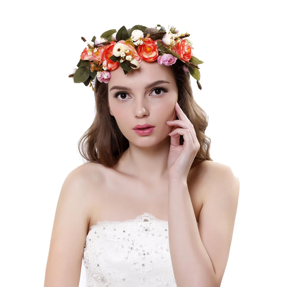 Artificial Rose Leaf Wreath Floral Crown Headpiece Hair band Wedding Hoop | Детская одежда и обувь