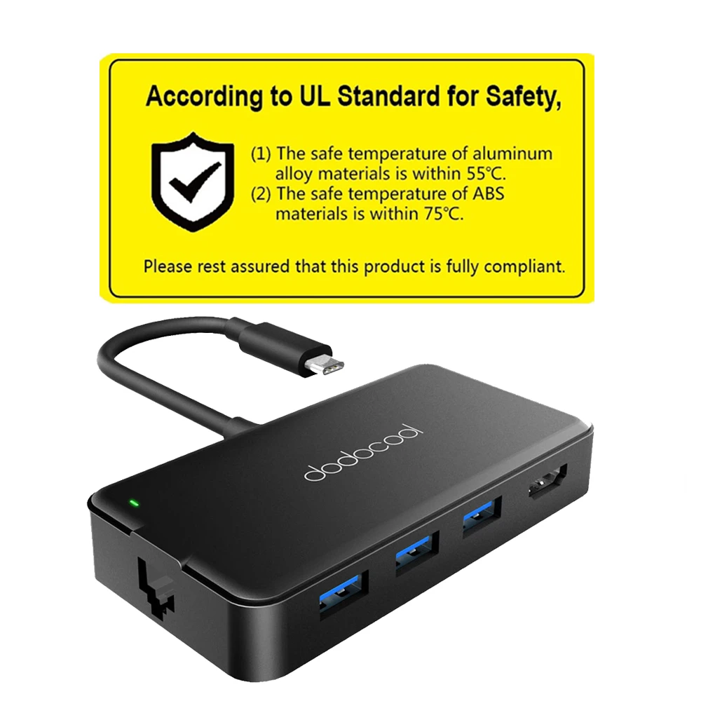 Многофункциональный USB концентратор dodocool 7 в 1 с портом Type C выход 4K HD/VGA гигабитный