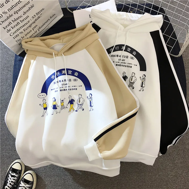 Толстовки женские Ulzzang зимние теплые мягкие Kawaii Мультфильм Печатных Женщин Пуловер С Капюшоном длинным рукавом корейский стиль дамы кофты