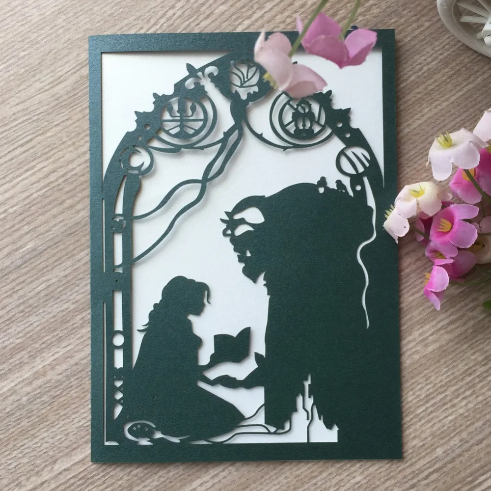 

50pcs Fantasy Fair Story Wedding Invitations Card Laser Cut Birthday Party Invitations Greeting Blessing Card