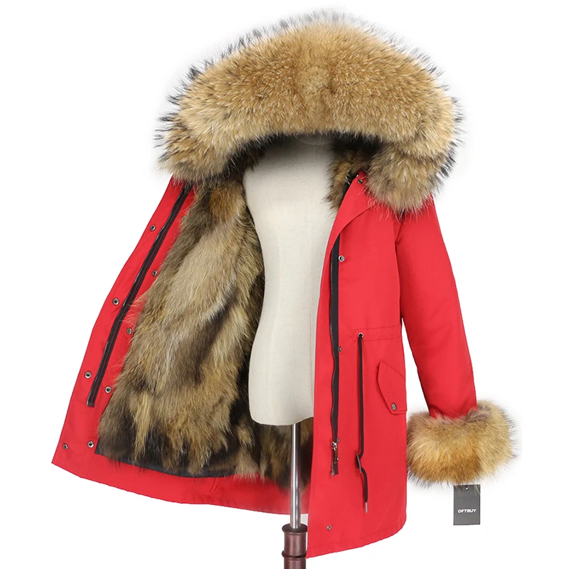 real natural natural OFTBUY пальто с натуральным мехом енота, капюшон с манжетами, подкладка из лисьего меха, зимняя куртка, Женская длинная парка, водонепроницаемая верхняя одежда, новинка - Цвет: real natural natural