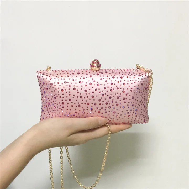 Pink Роскошная фиолетовая вечерняя сумка с кристаллами для женщин bolsos fiesta mujer cluth вечерние - Цвет: Pink