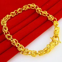 massive mens bracelet wrist chain yellow gold filled fashion bracelet gift