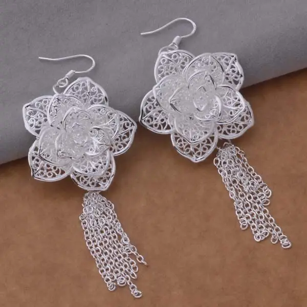 Оптовая продажа Бесплатная доставка посеребренные серьги для женщин серебряные