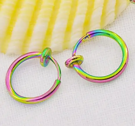 2 Pieces/lot Hoop Rings Fake Nose Ring Clip On Earrings Lip Tragus Helix Earring Body Piercing Jewelry | Украшения и аксессуары