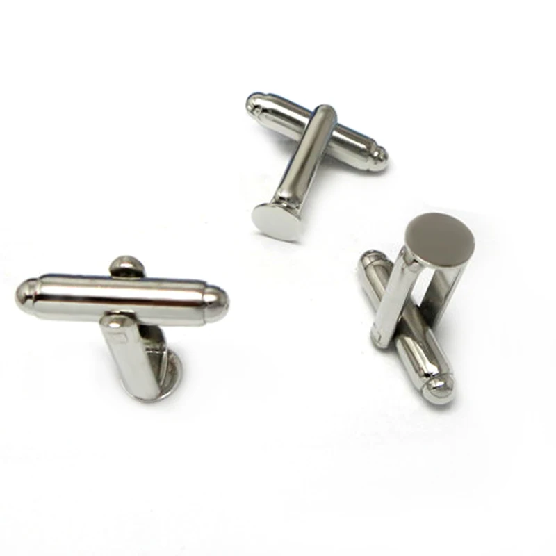10pcs with 6mm Wholesale Rhodium Silver Plated French Cuff links Blank  Flat Glue Pad French Cufflinks for DIY Jewelry Making