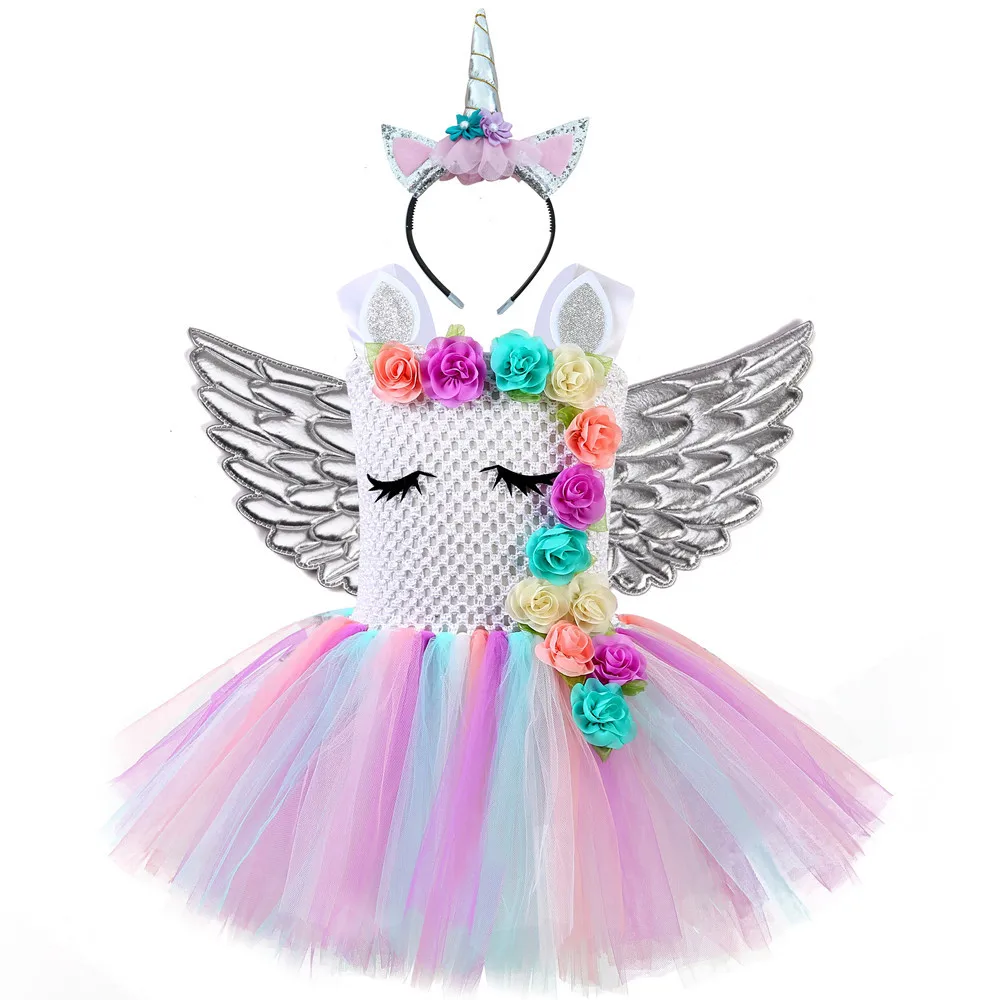 Пастельное платье-пачка в виде единорога Детские платья для девочек на день