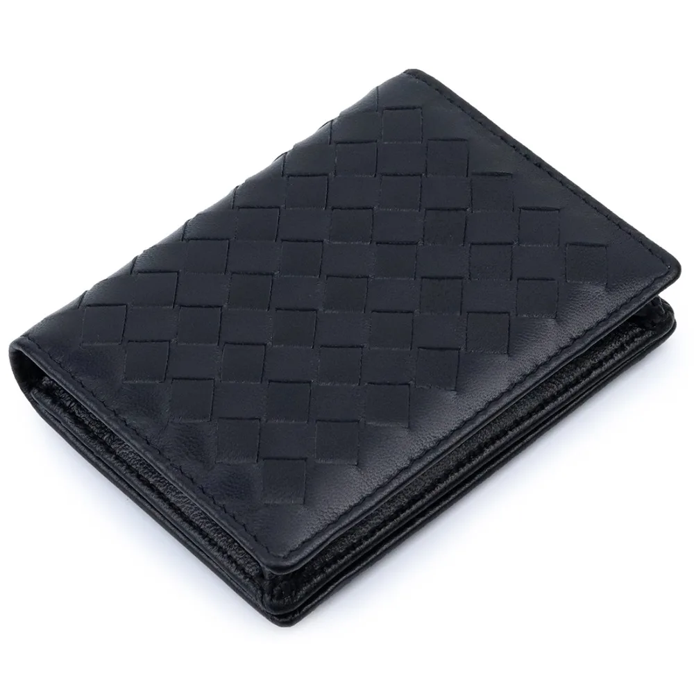 

Luxurious Hand Made Soft Sheep Skin Knitting Card Wallets 100% Genuine Leather Hot Brand Business Card Holders Unisex Card Case