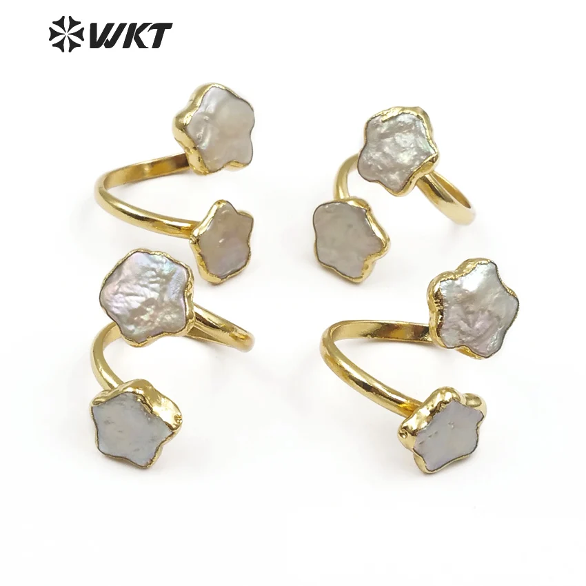WT-R327 WKT стильное маленькое и милое Золотое кольцо с жемчугом в горошек женское