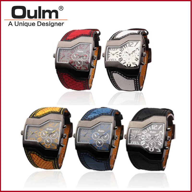 Модные мужские спортивные брендовые часы Oulm relojes Japan с двойным механизмом