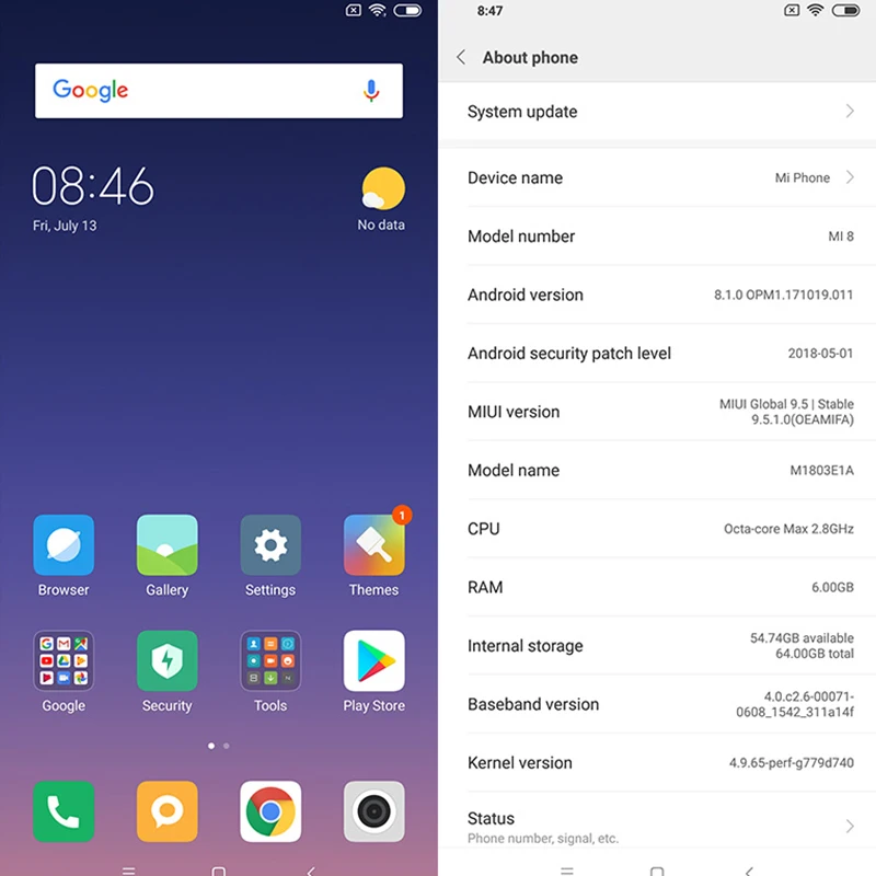 Глобальная версия Xiaomi Mi 8 6 ГБ оперативная память 64 Встроенная Snapdragon 845 21 дюймов