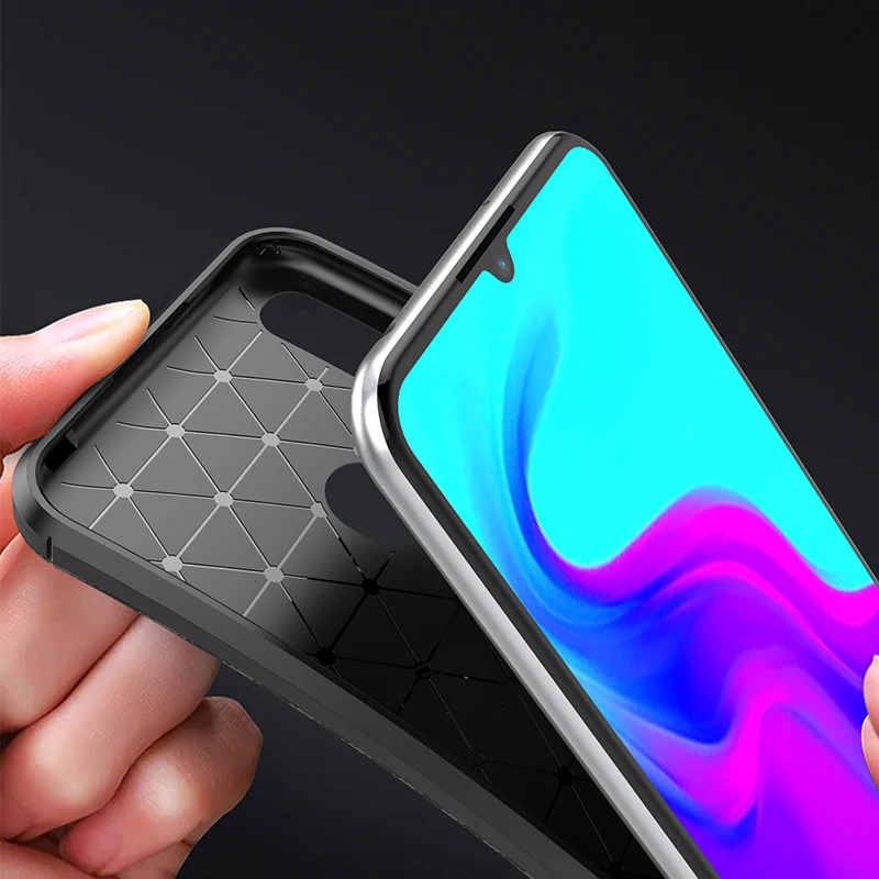 For Huawei Honor 8A Pro Case Soft Silicone TPU Carbon Fiber Texture Shockproof Protective Back Cover |