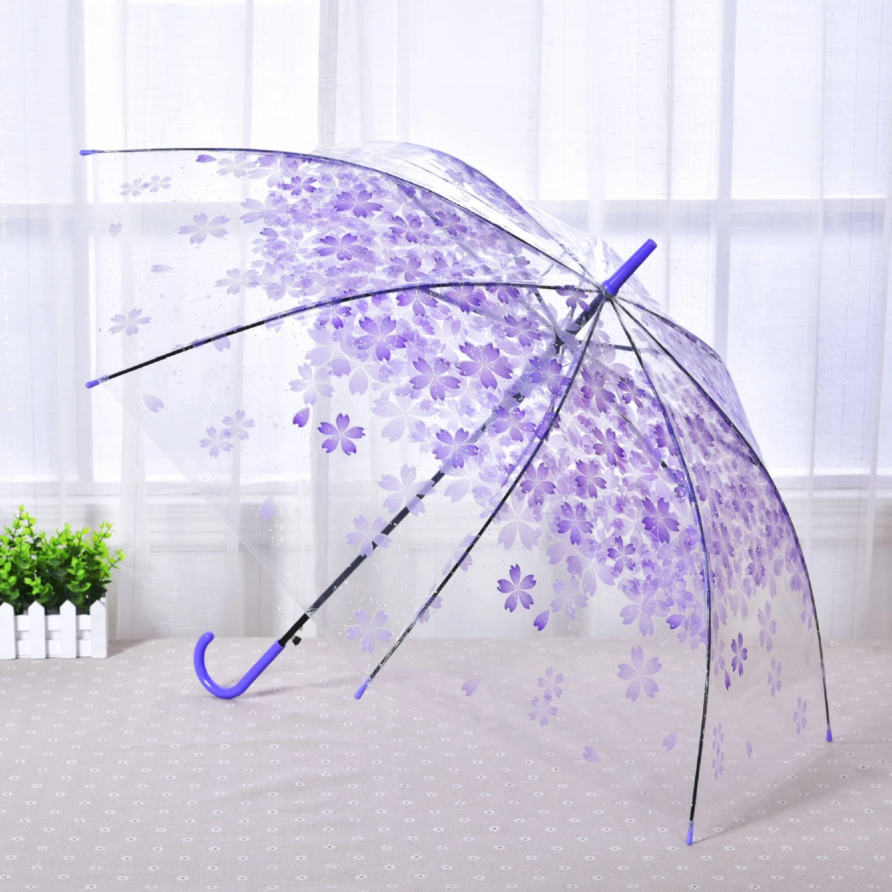 Красивый прозрачный дождевой Зонт Sakura из ПВХ, зонтики с длинной ручкой для свадебной вечеринки