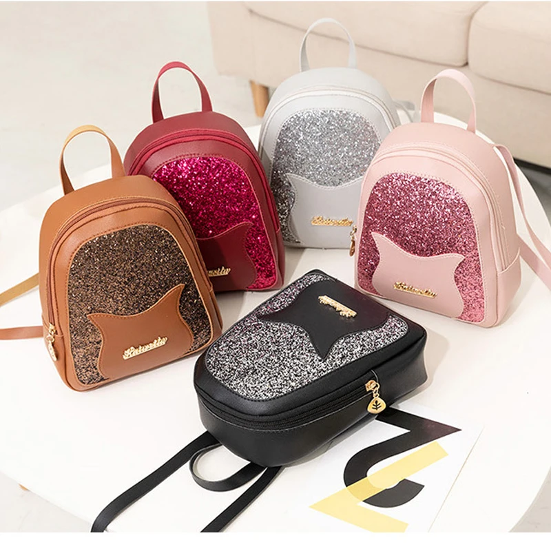 Маленький рюкзак для девочек, коллекция года, брендовая модная сумка через плечо с блестящими пайетками для женщин, многофункциональный мини-рюкзак для девочек-подростков