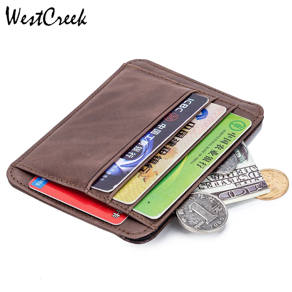 

Мужской и Женский кошелек из натуральной вощеной кожи, на молнии, тонкий, маленькое отделение для монет