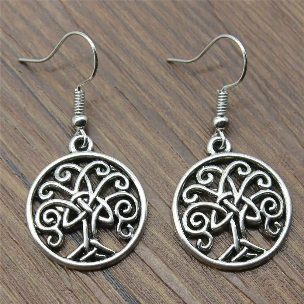 Винтажные новые модные простые серьги 23x20 мм Triquetra Symbol Life Tree очаровательные