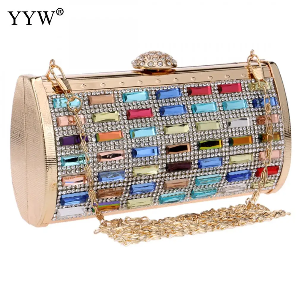 

New Fashion European Lady Clutch Bag Diamond General Section Rhinestone Crystal Glass Multi-Colored Ladies Trendy Evening Bag
