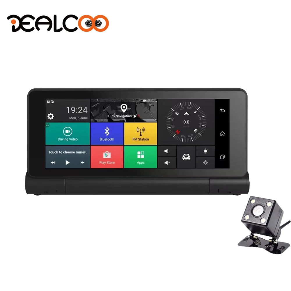 Realcoo 7 'сенсорный экран ADAS Автомобильный видеорегистратор камера Android Dash Cam 4G wifi