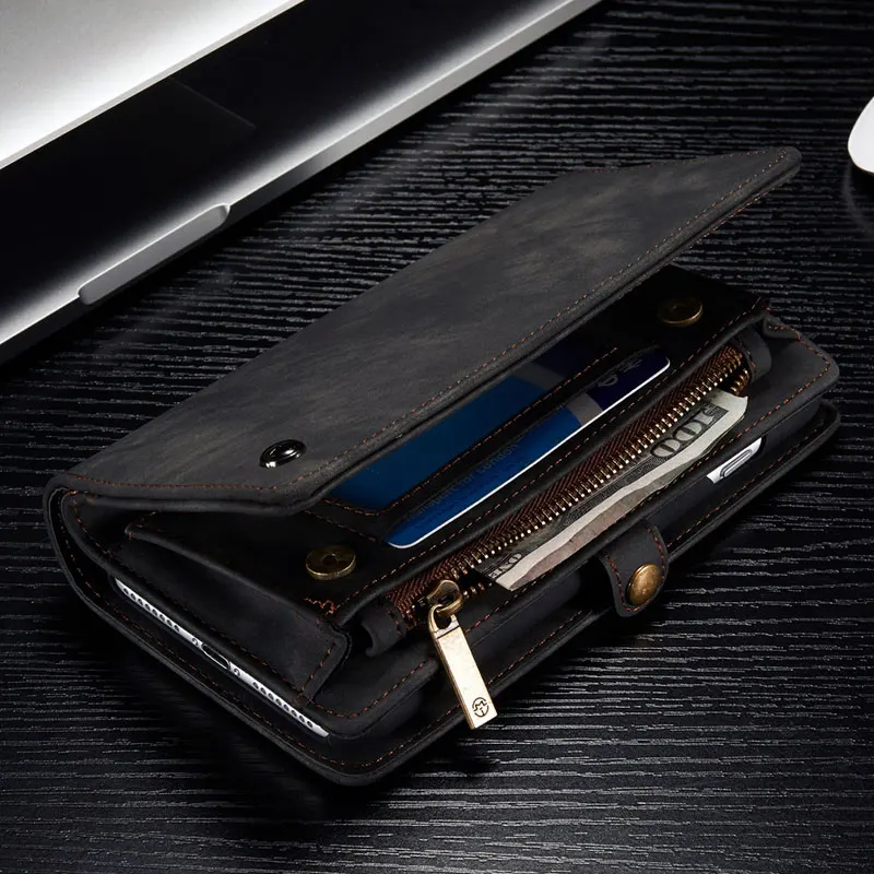 Роскошный кожаный чехол для iPhone X 7 8 6S Plus XS Max XR 11 12 Pro откидной Магнитный