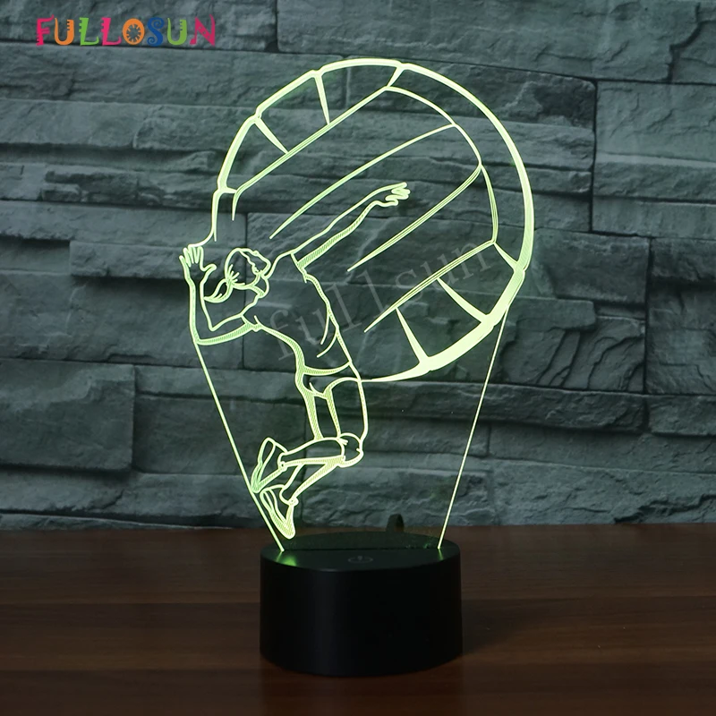 Новинка лампа 3D волейбольная девушка LED ночник 7 видов цветов с изменением цвета