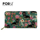FORUDESIGNS, кожаный длинный женский кошелек, кошелек Doxie Dog, Такса, Зеленый Кошелек с принтом, клатч, держатель для денег, телефона, карт, женские милые кошельки