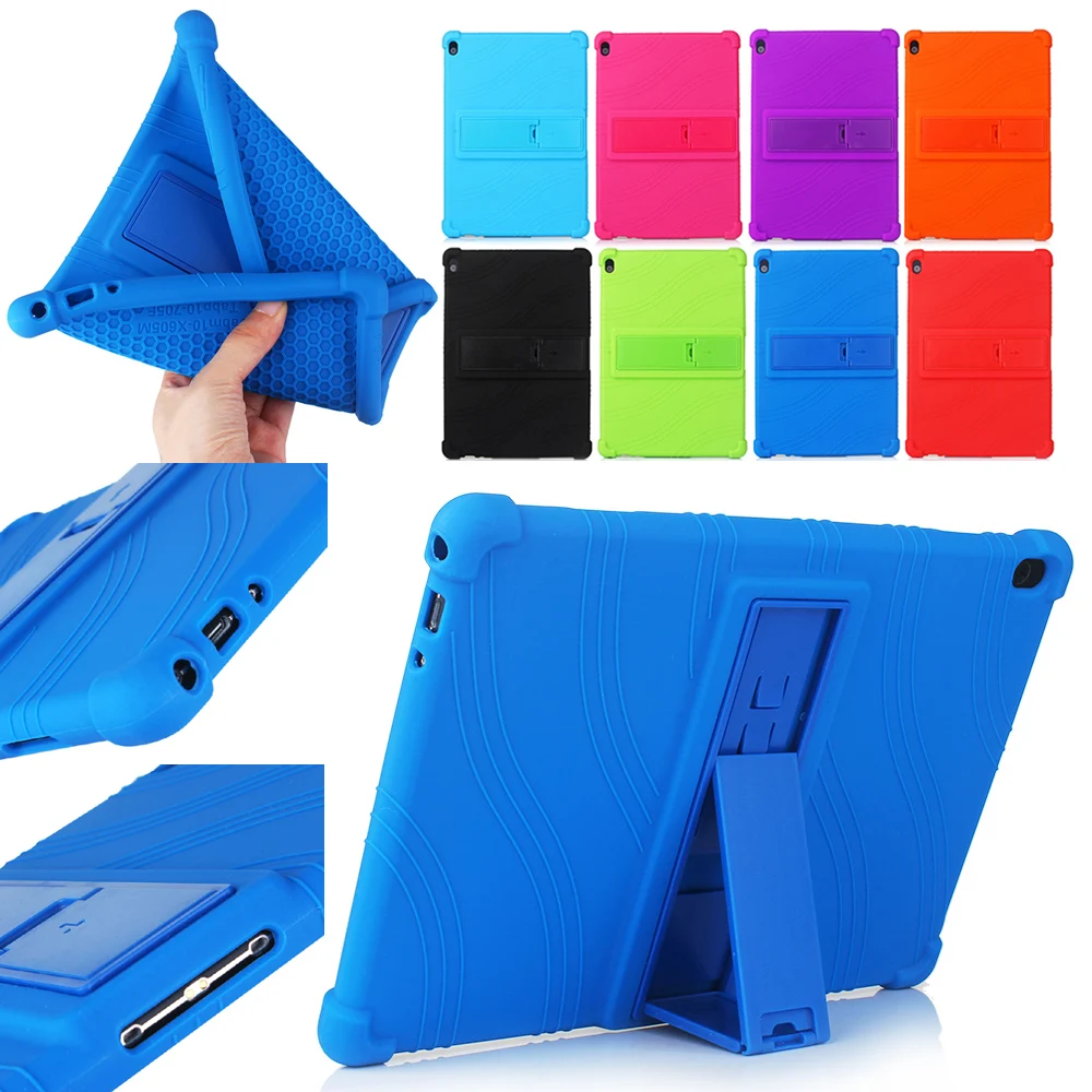 Мягкий силиконовый чехол с подставкой для Lenovo Tab M10 TB-X605F/N/L P10 TB-X705F/L Чехол + пленка