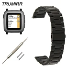 Ремешок для часов из нержавеющей стали 22 мм + быстроразъемные шпильки для часов с галькойстальной браслет для смарт-часов, черный и серебристый цвета