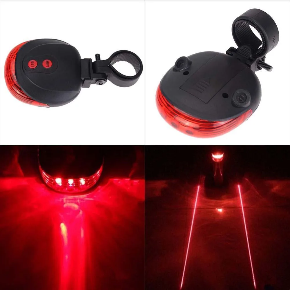 5LED 2 лазерный Велоспорт велосипед свет 7 Режим вспышки задний фонарь для