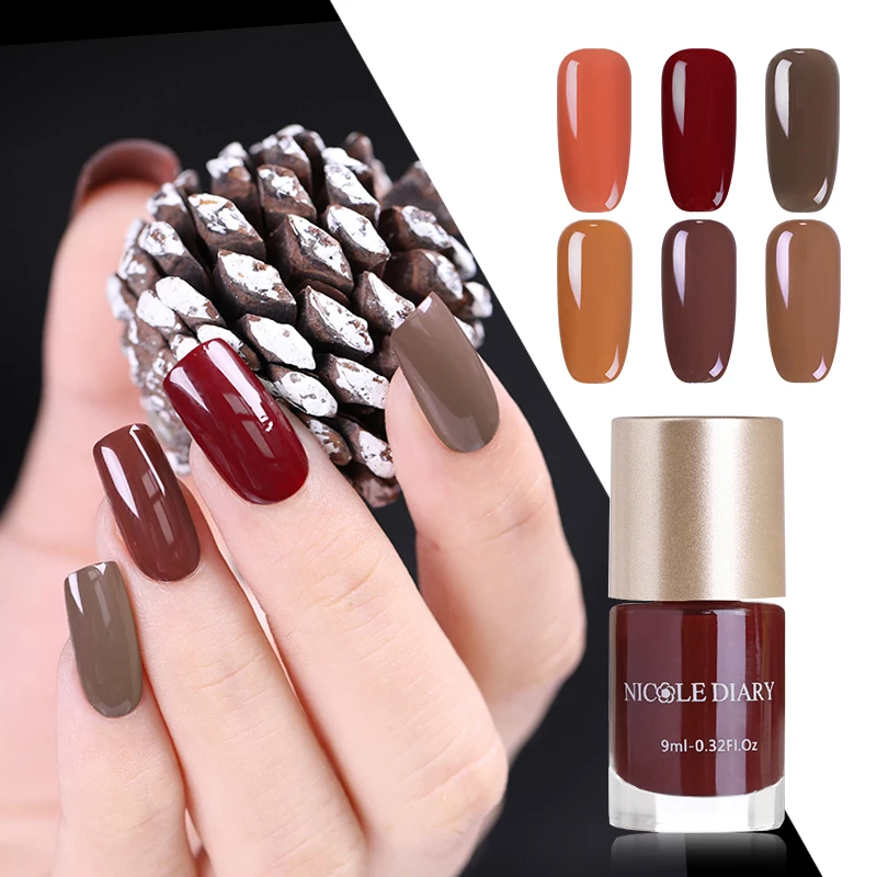 Лак для ногтей NICOLE DIARY карамельный кофе 9 мл Быстросохнущий лак дизайна 6 видов