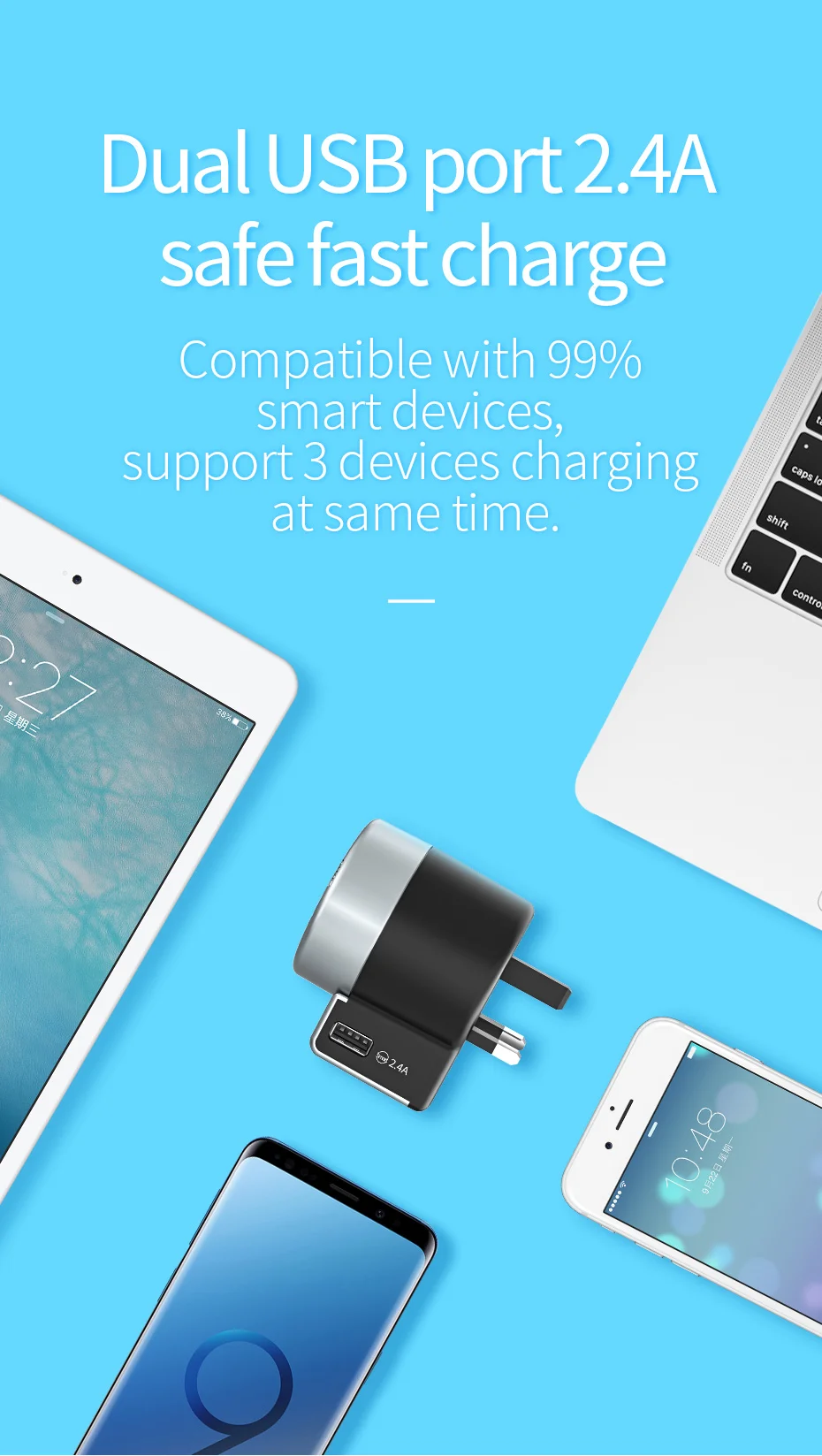 HOCO Универсальное зарядное устройство USB для samsung S10 S9 iphone Whirl 2 USB AC power портативное зарядное устройство для телефона адаптер EU US UK AU Plug