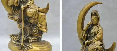 13 China Buddhism Bronze Guanyin Bodhisattva Goddess Buddha Sculpture Statue | Дом и сад