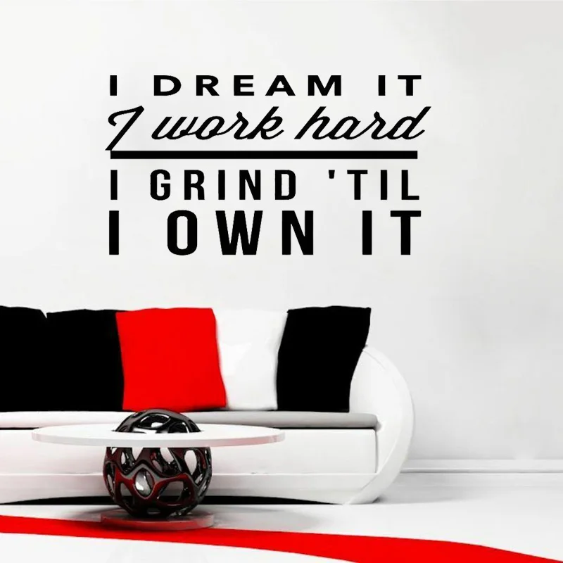 YOJA 55 см * 30 2 I Dream it Work Hard Fitness мотивация съемный художественный Декор ПВХ Настенная