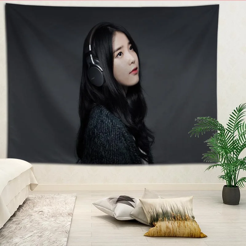 KPOP IU гобелены для гостиной спальни Висячие настенные гобелены домашний декор в стиле ретро Йога пляжный коврик логотип на заказ - Цвет: 15