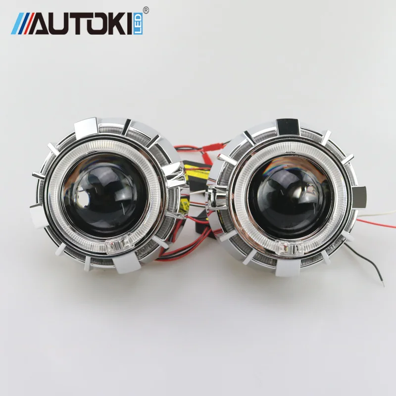 Autoki Двухцветные светодиодные ангельские глазки DRL HID автомобильный проектор