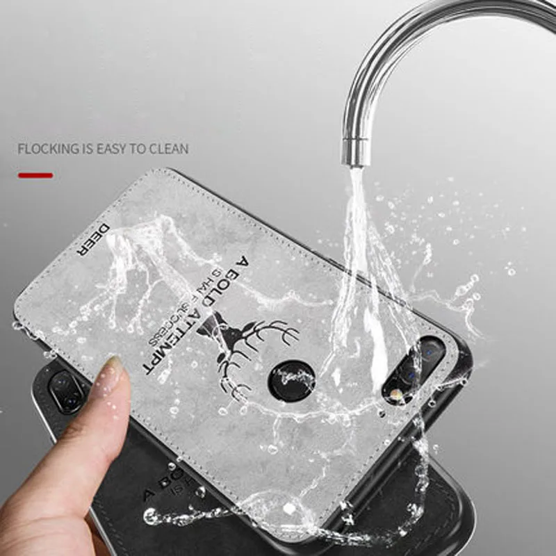 For Huawei Y9 2018 case cover Enjoy 8 Plus back silicone edge deer pattern fabric shockproof for capa |