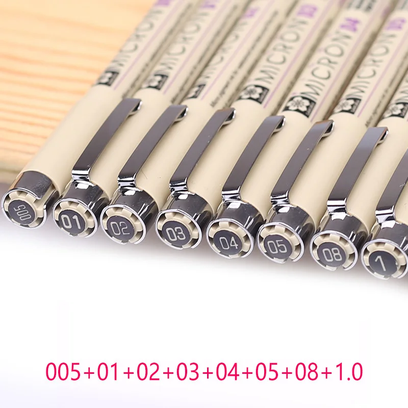 Sakura Pigma Micron Neelde мягкая кисть Ручка для рисования Мультяшные арочные Чернила Канцелярские принадлежности анимация художественные принадлежности - Цвет: 8Pcs